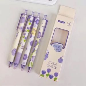 🦄 4/$20 Kawaii Korean Cartoon 4 Piece Black Gel Ink Pen Set
